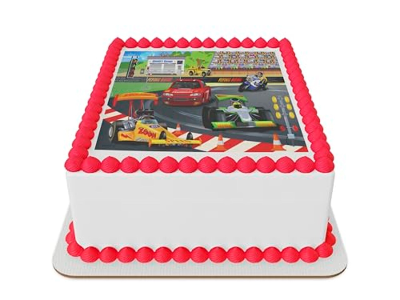Race cars Edible Icing Sheet cake topper for 1/4 Sheet cake or larger